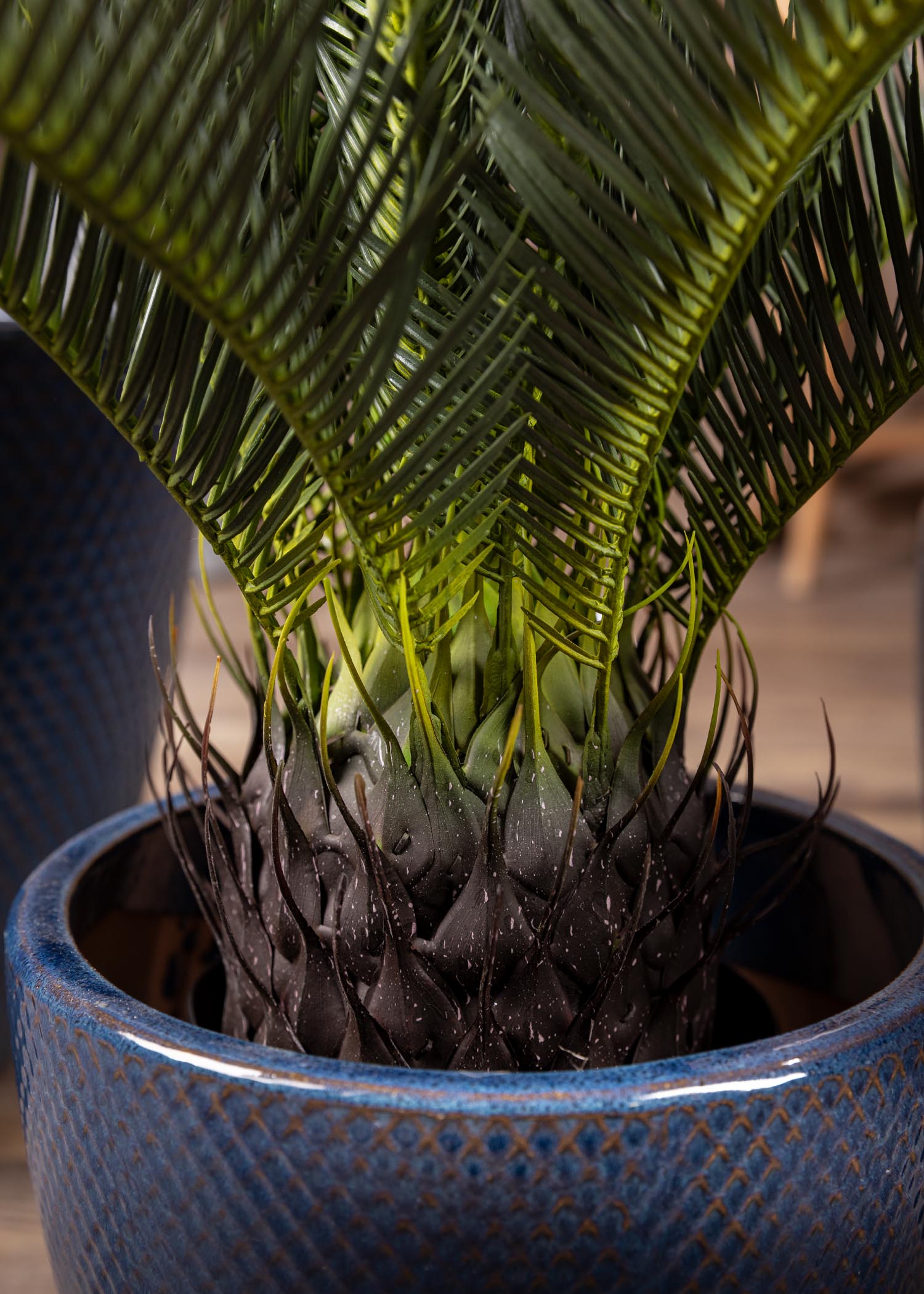 Palma Cycas artificiale – dettaglio base e fogliame