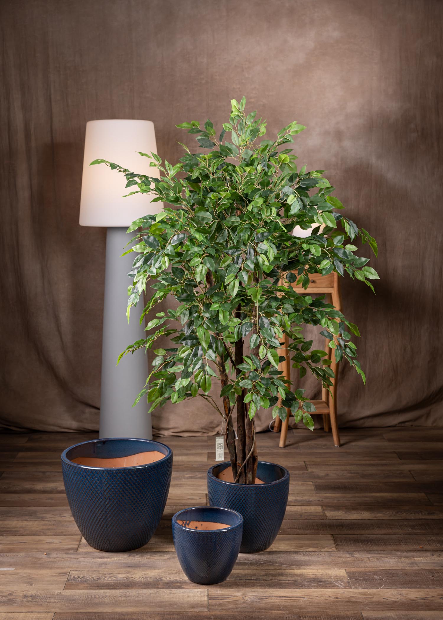 Ficus benjamin artificiale con tronco naturale