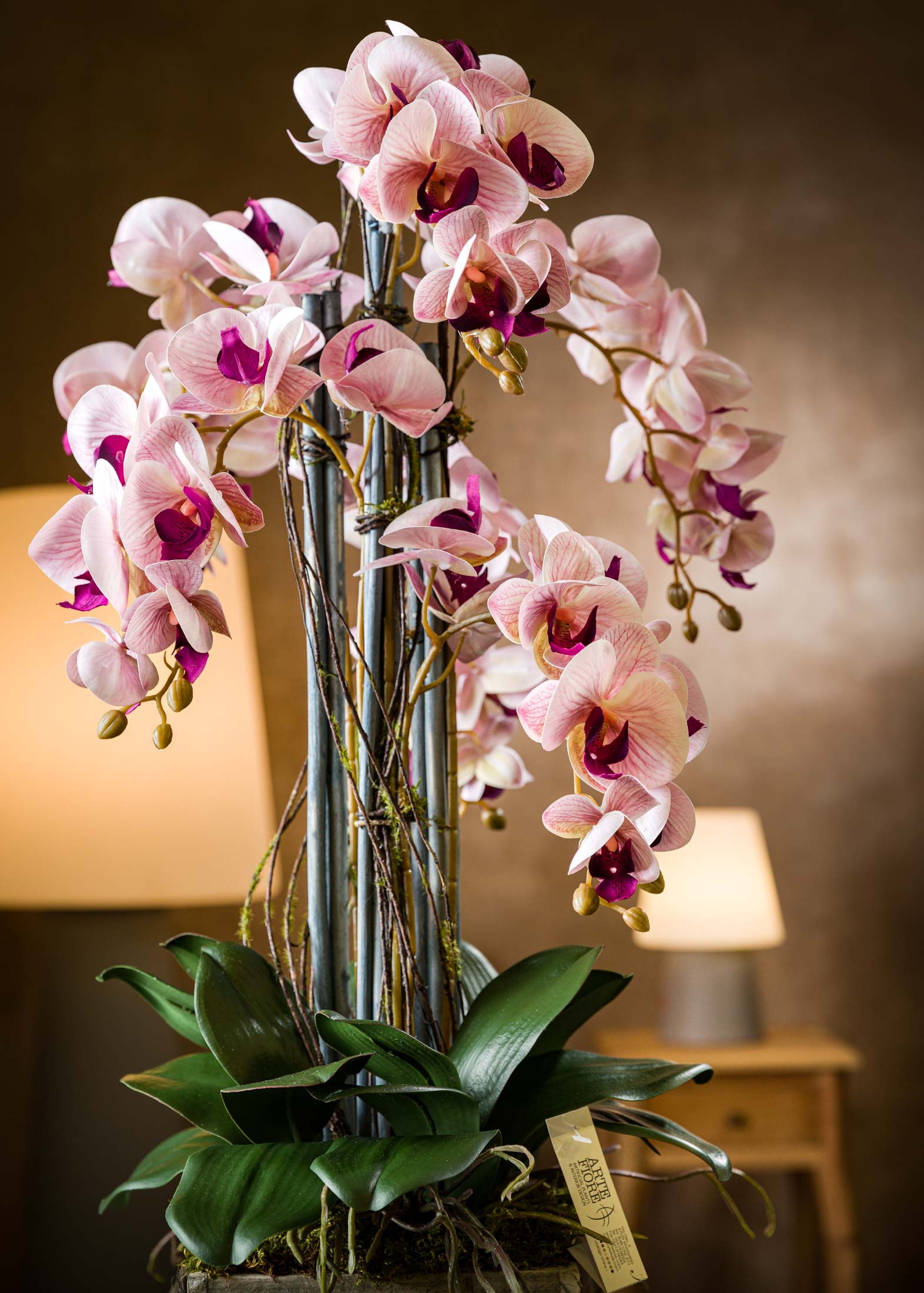 Composizioni con Orchidee in vaso di legno- Sembrano vere!