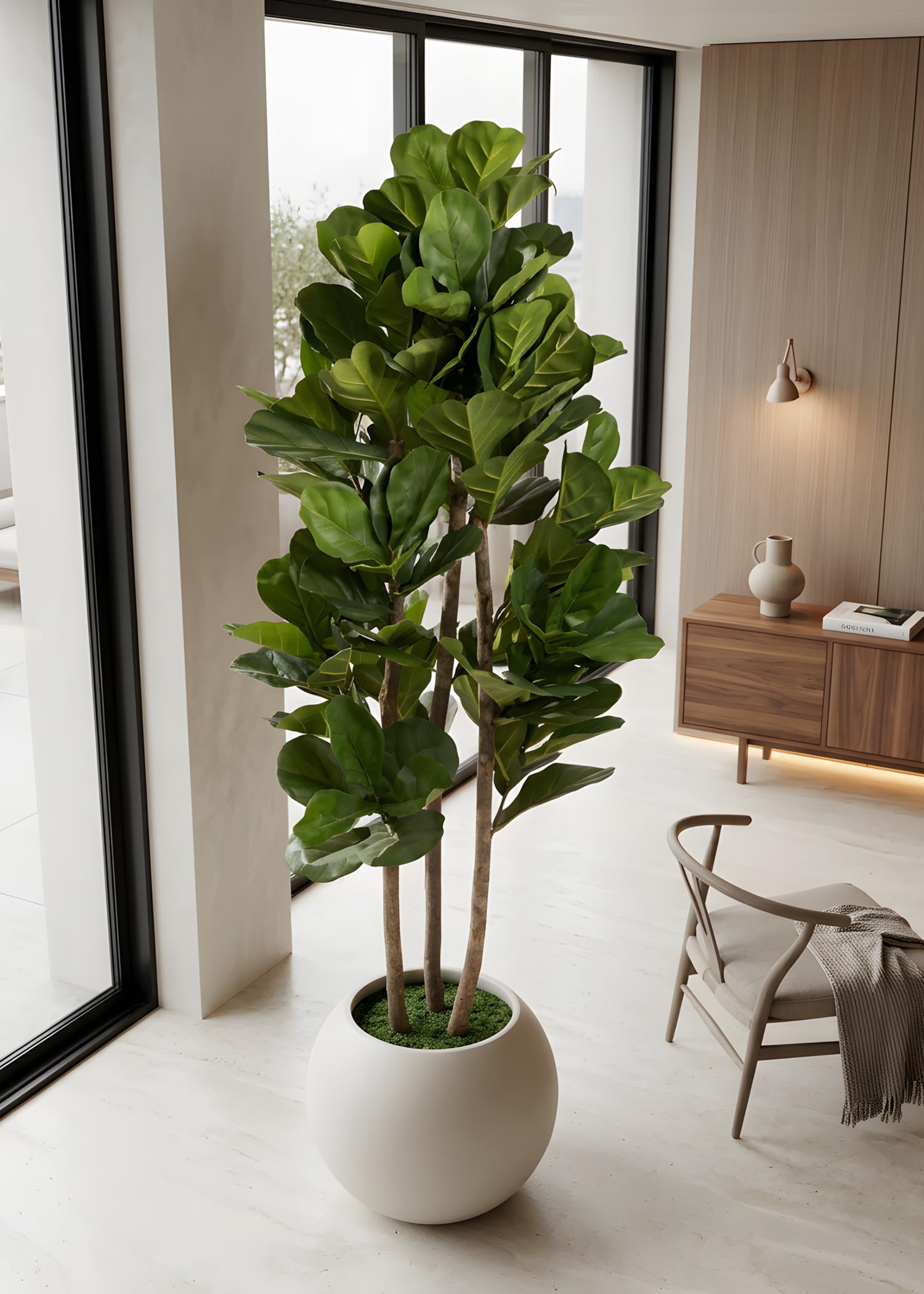 Ficus lyrata artificiale Arte Fiore pianta ambientata con vaso s