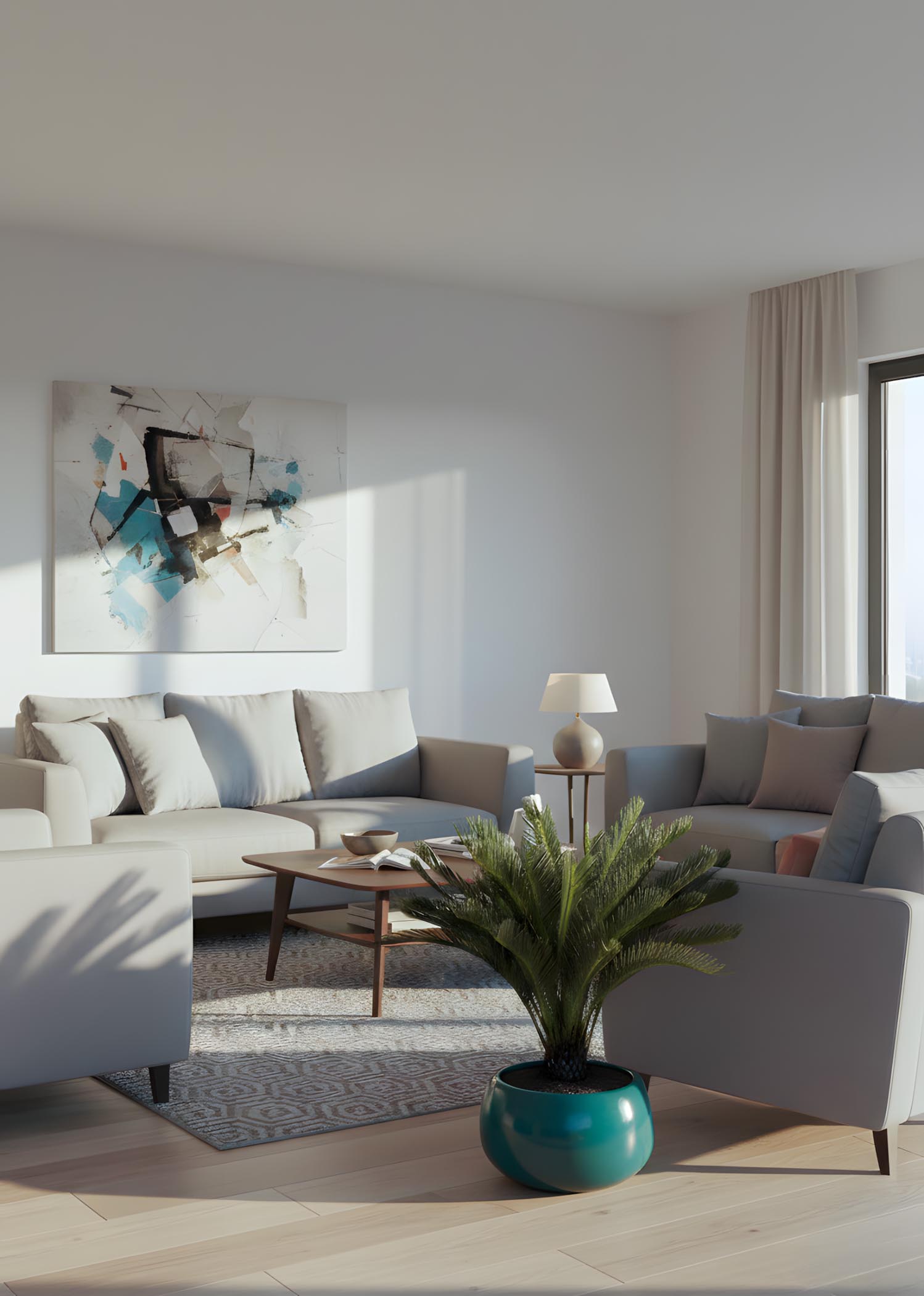 Cycas artificiale decorativa in vaso moderno per soggiorno Arte Fiore_1498x210