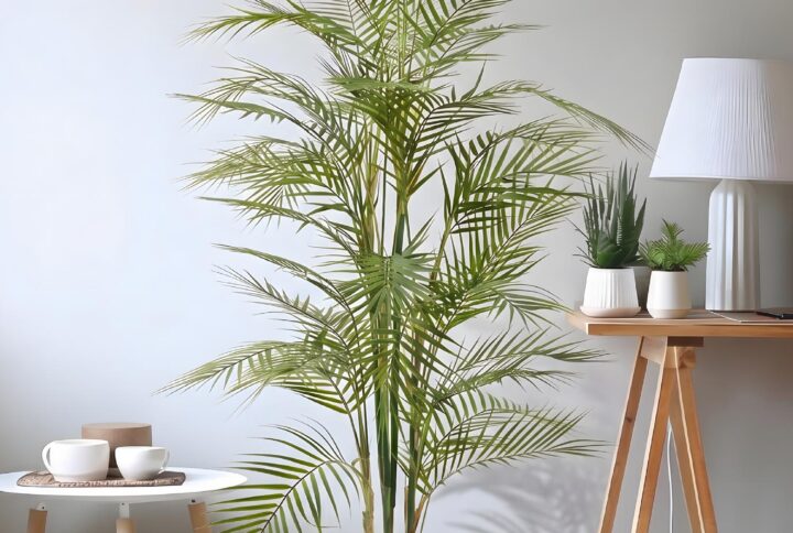 Palma da interno artificiale con vaso moderno