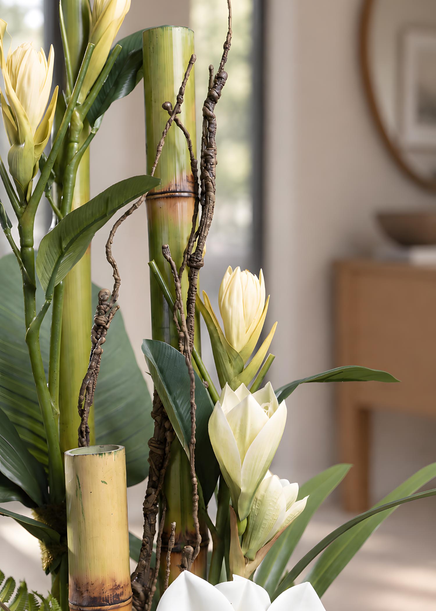 Composizione di fiori artificiali da terra – Dettaglio superiore