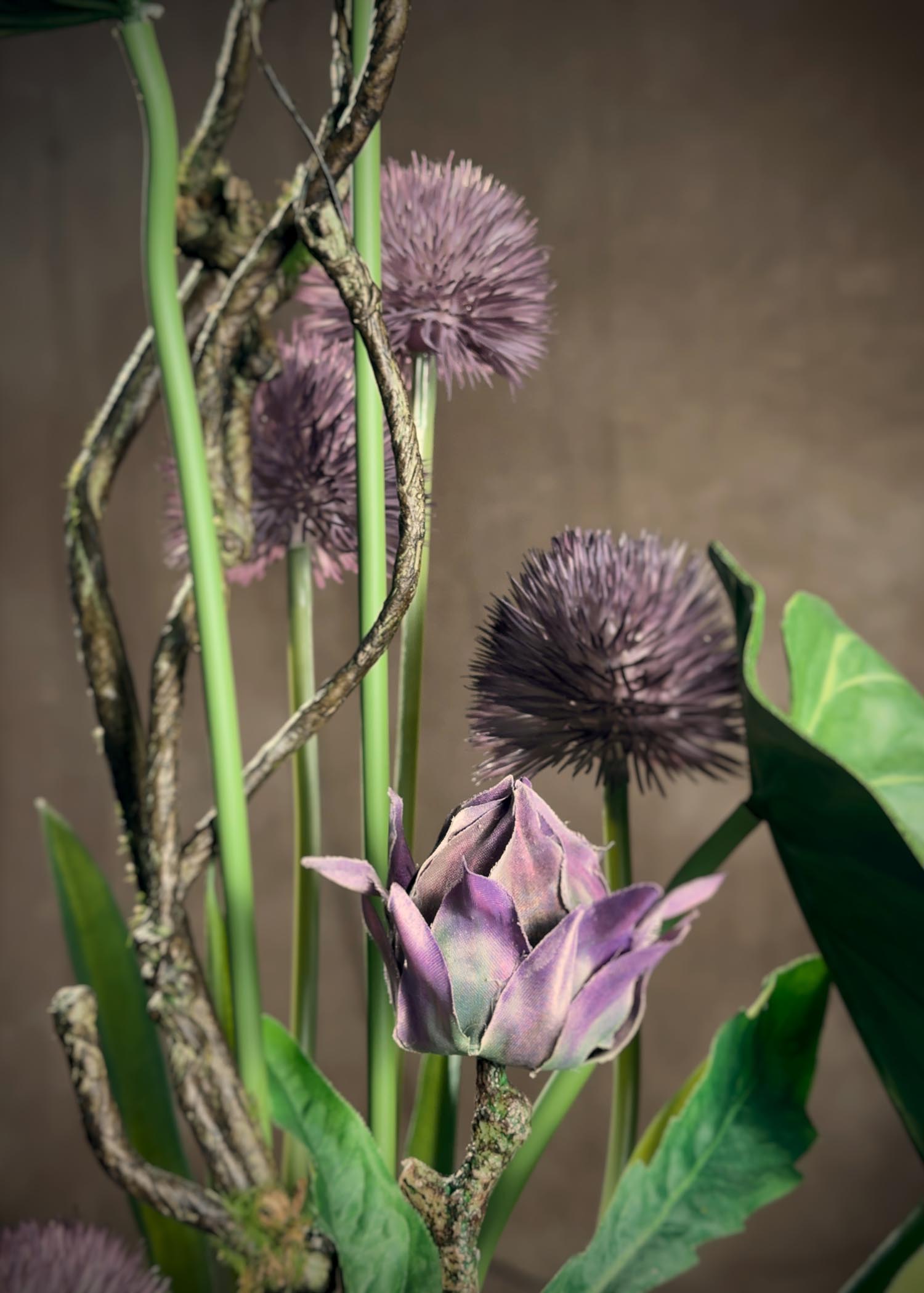 composizione floreale artificiale dettaglio fiori piante arte fi