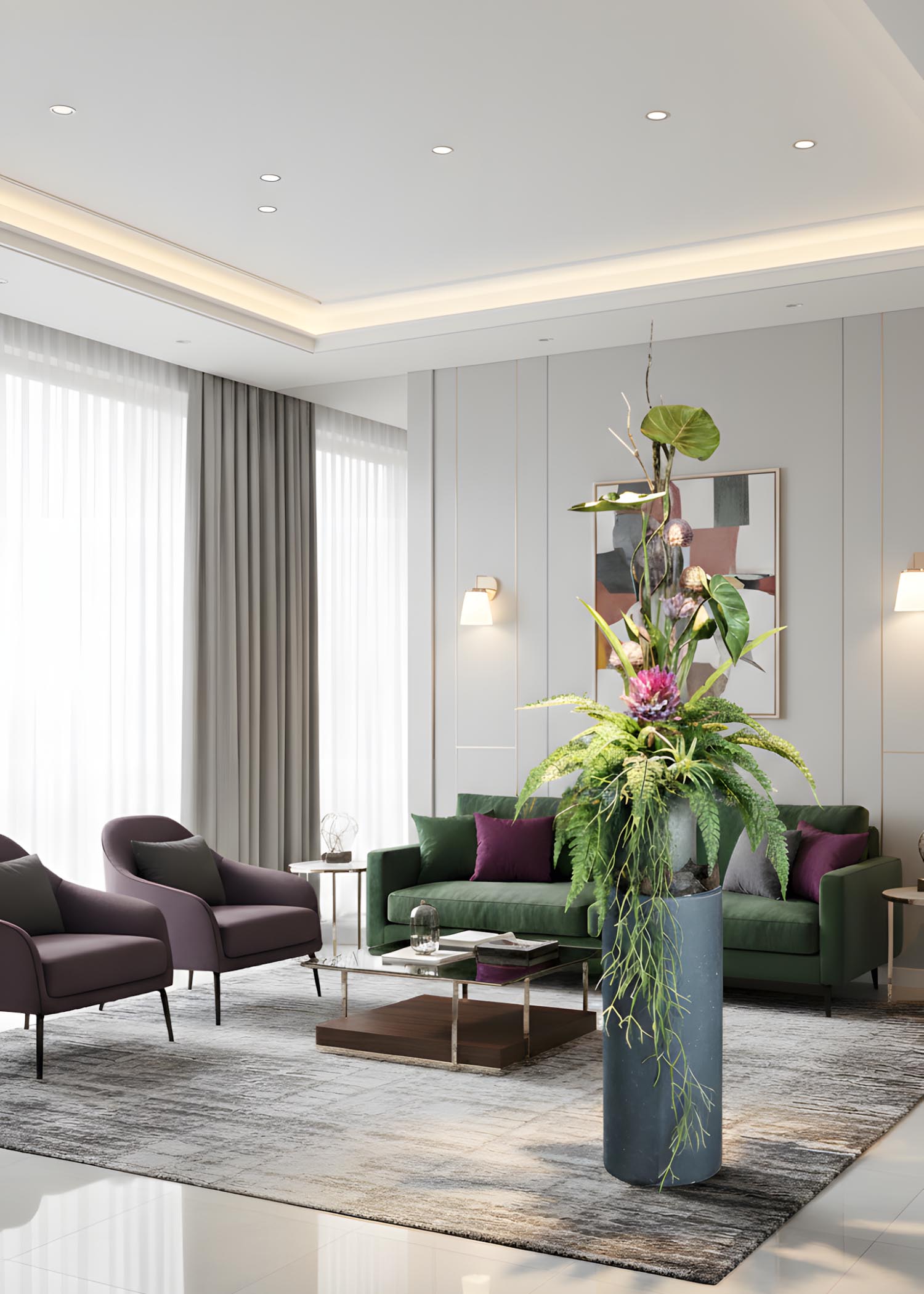 composizione floreale artificiale interior design piante arte fi