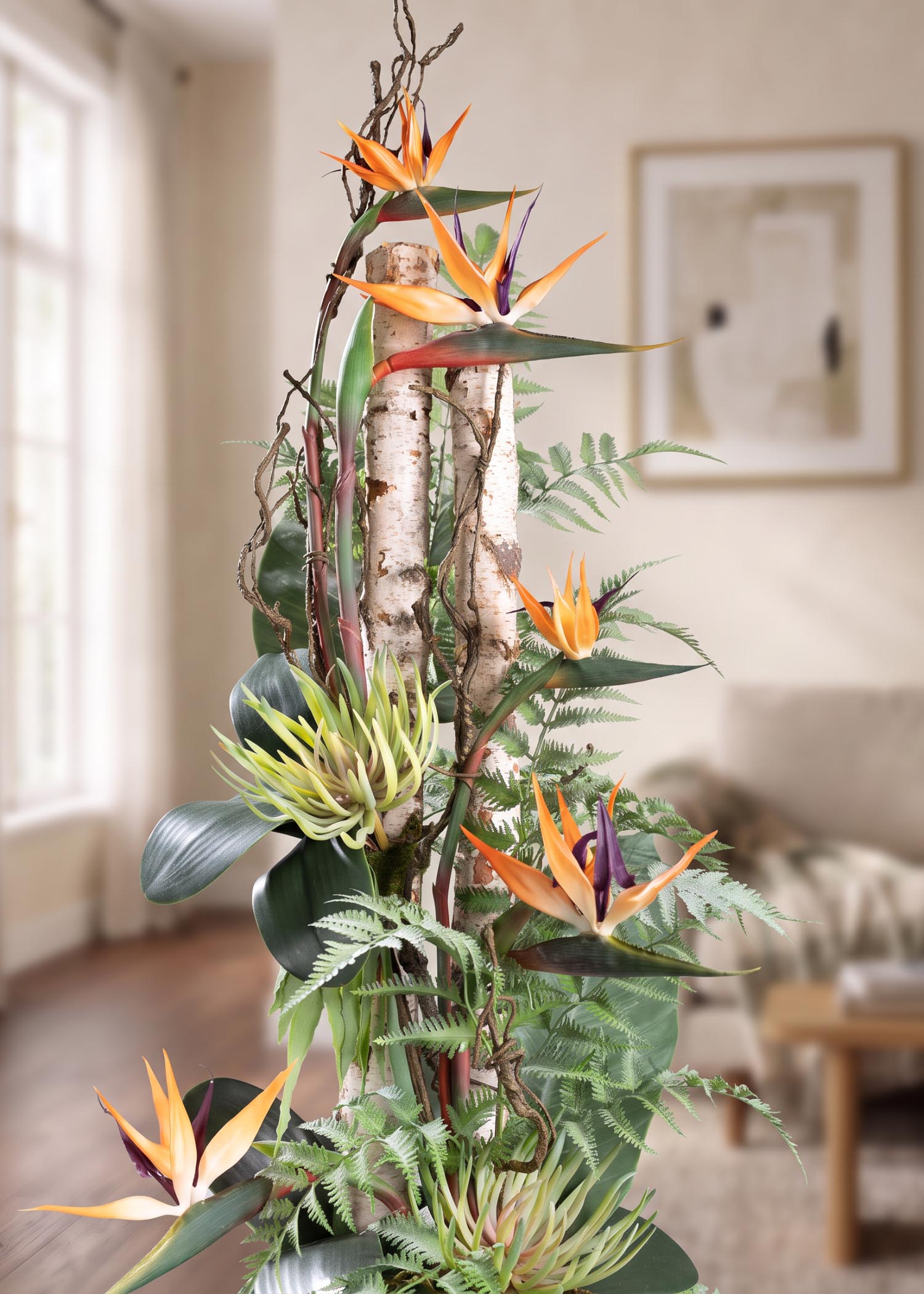 Composizione floreale artificiale verticale – Vista completa