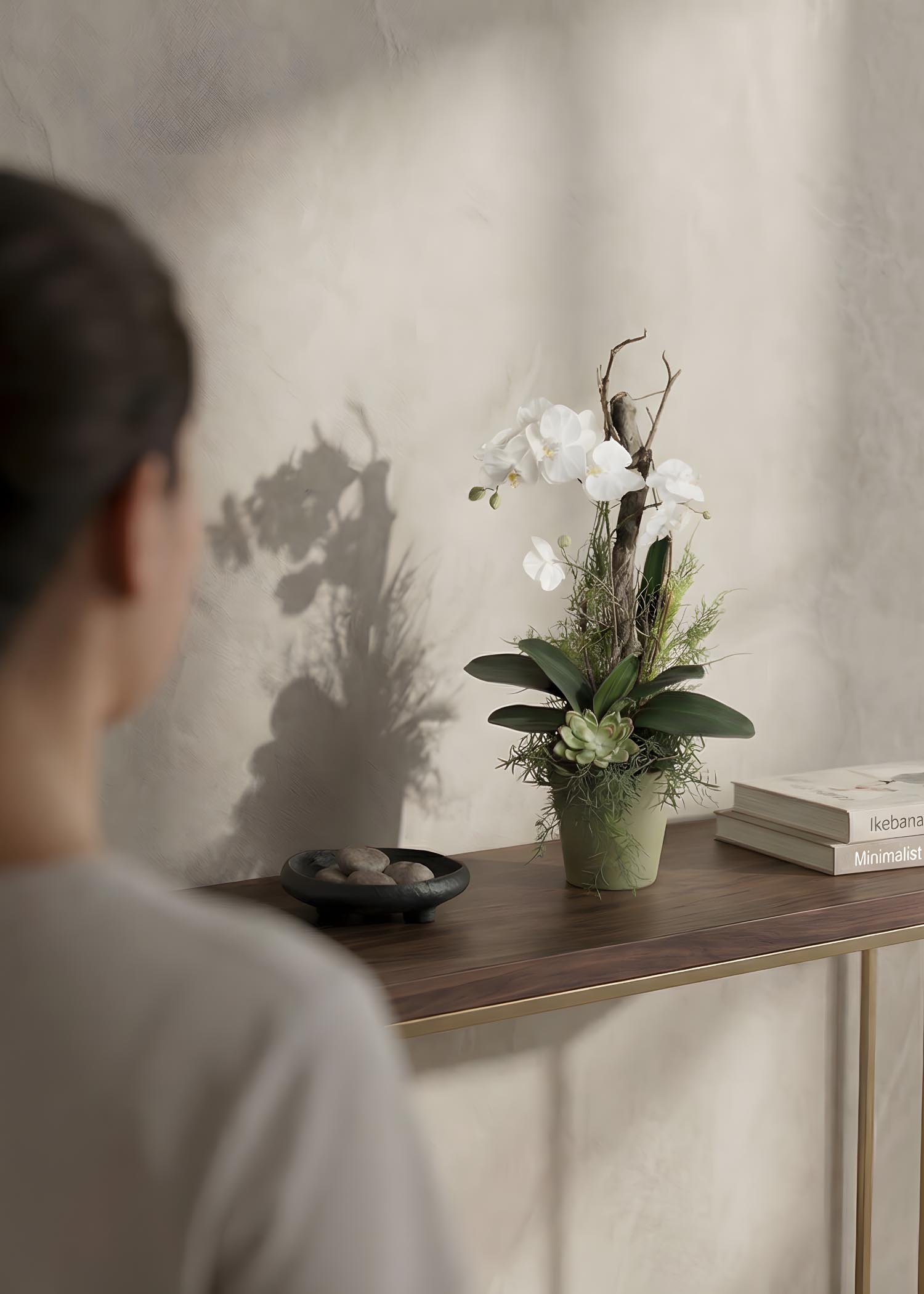 composizioni con orchidee bianche Arte Fiore ambientata