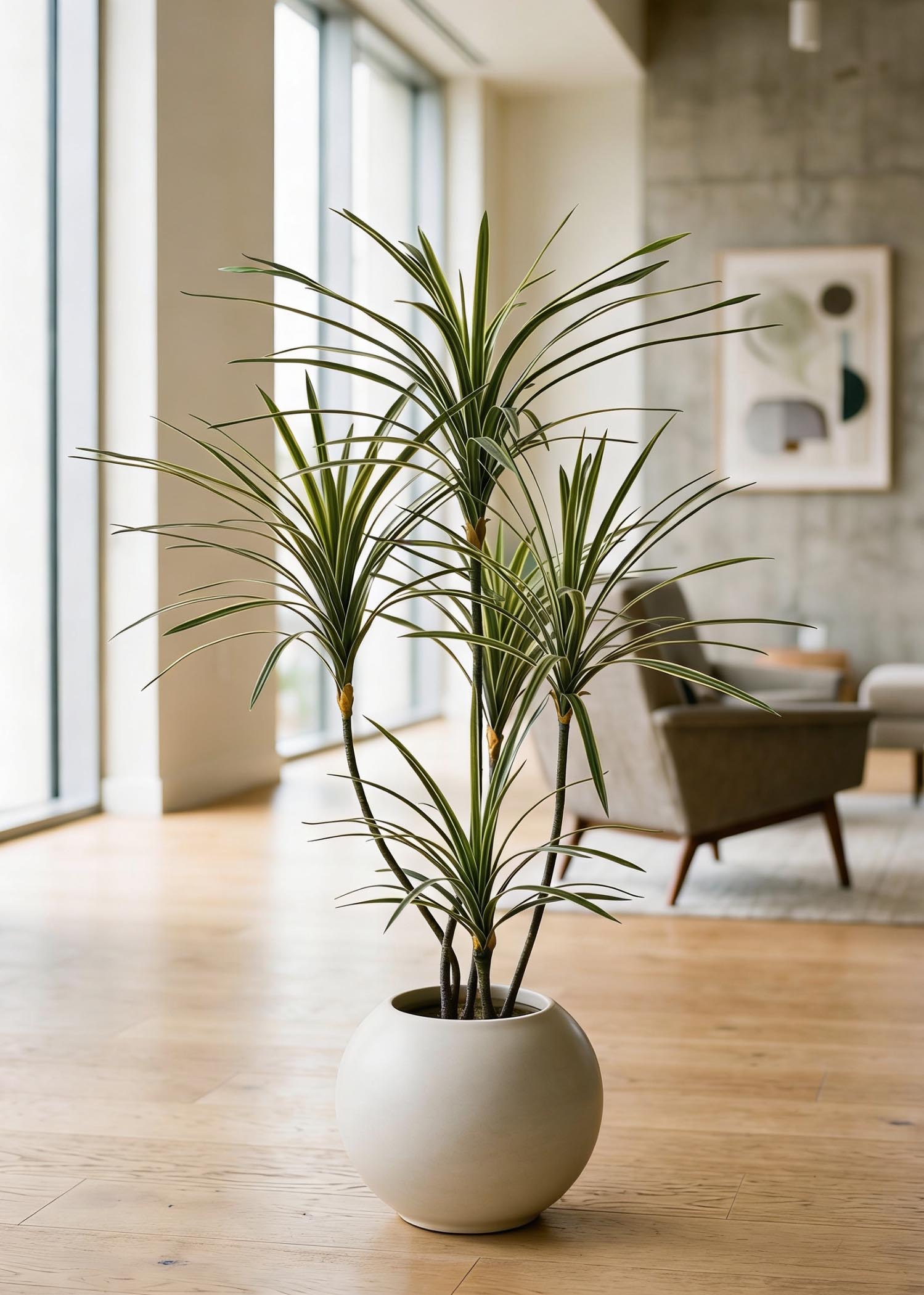 dracena artificiale Arte Fiore ambientata soggiorno moderno