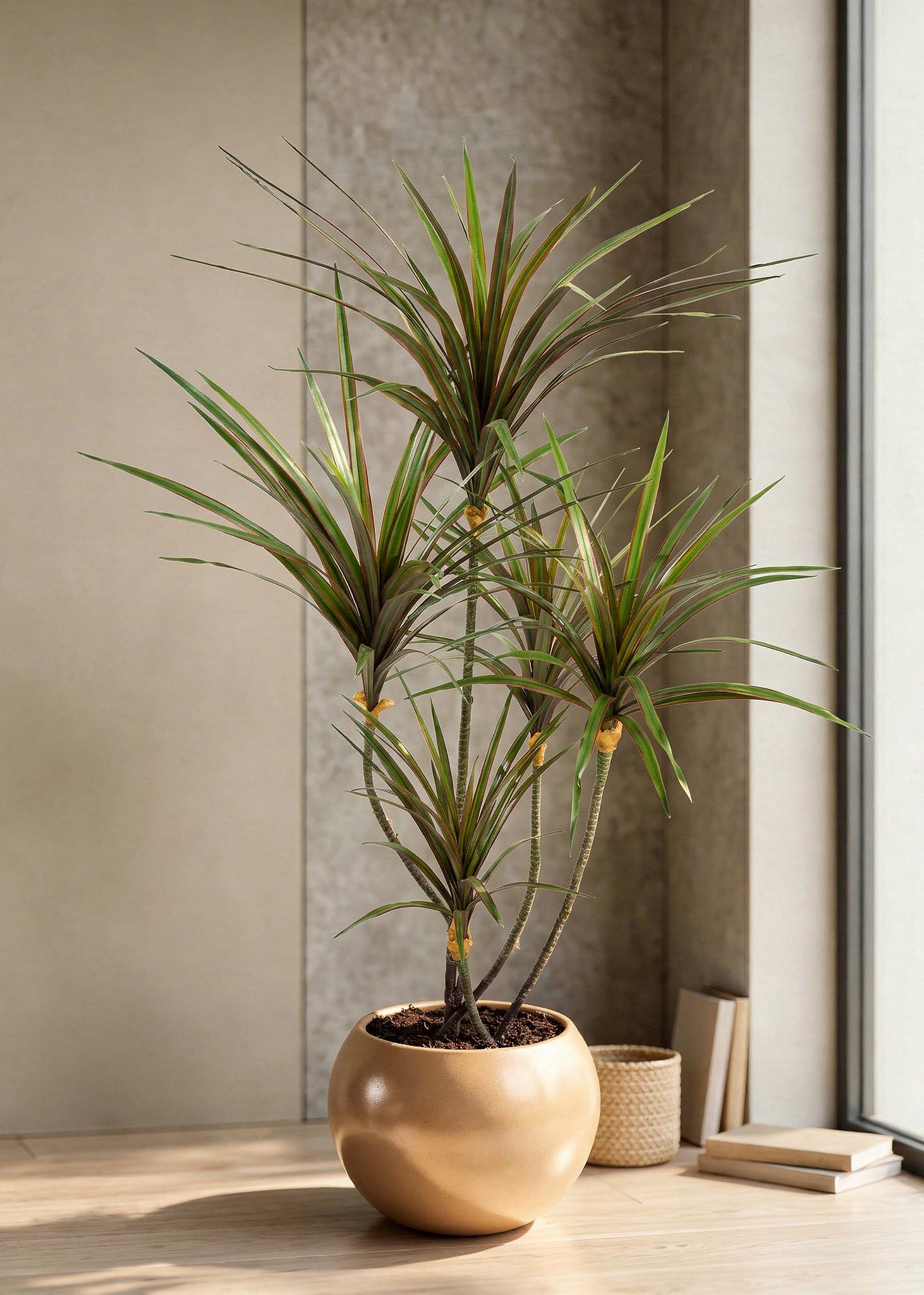 dracena artificiale Arte Fiore ambientata vaso sferico
