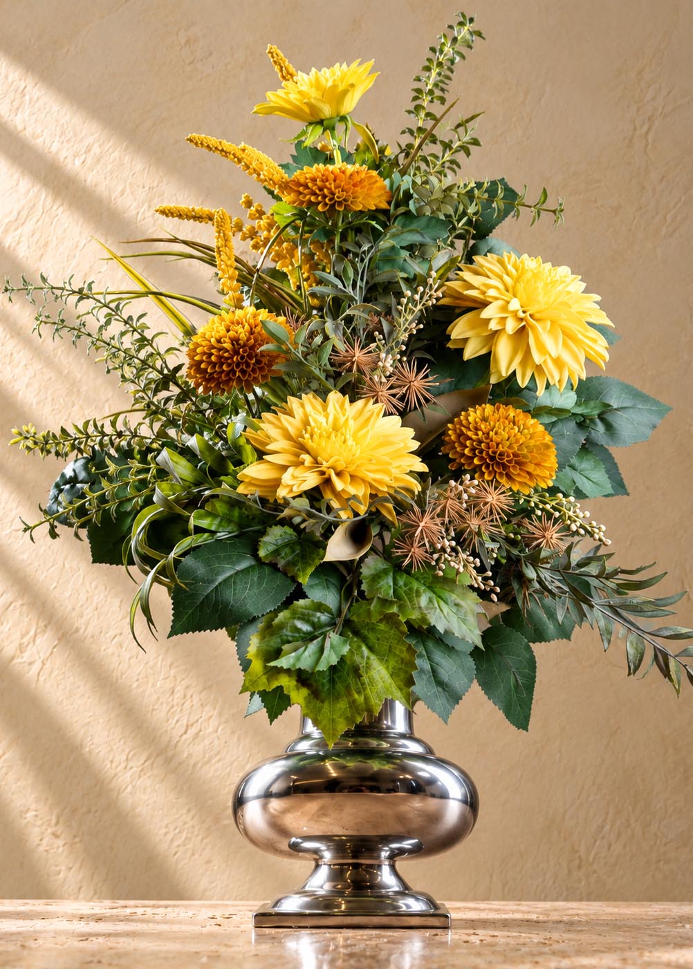 fiori per cimitero che durano giallo e oro vista frontale