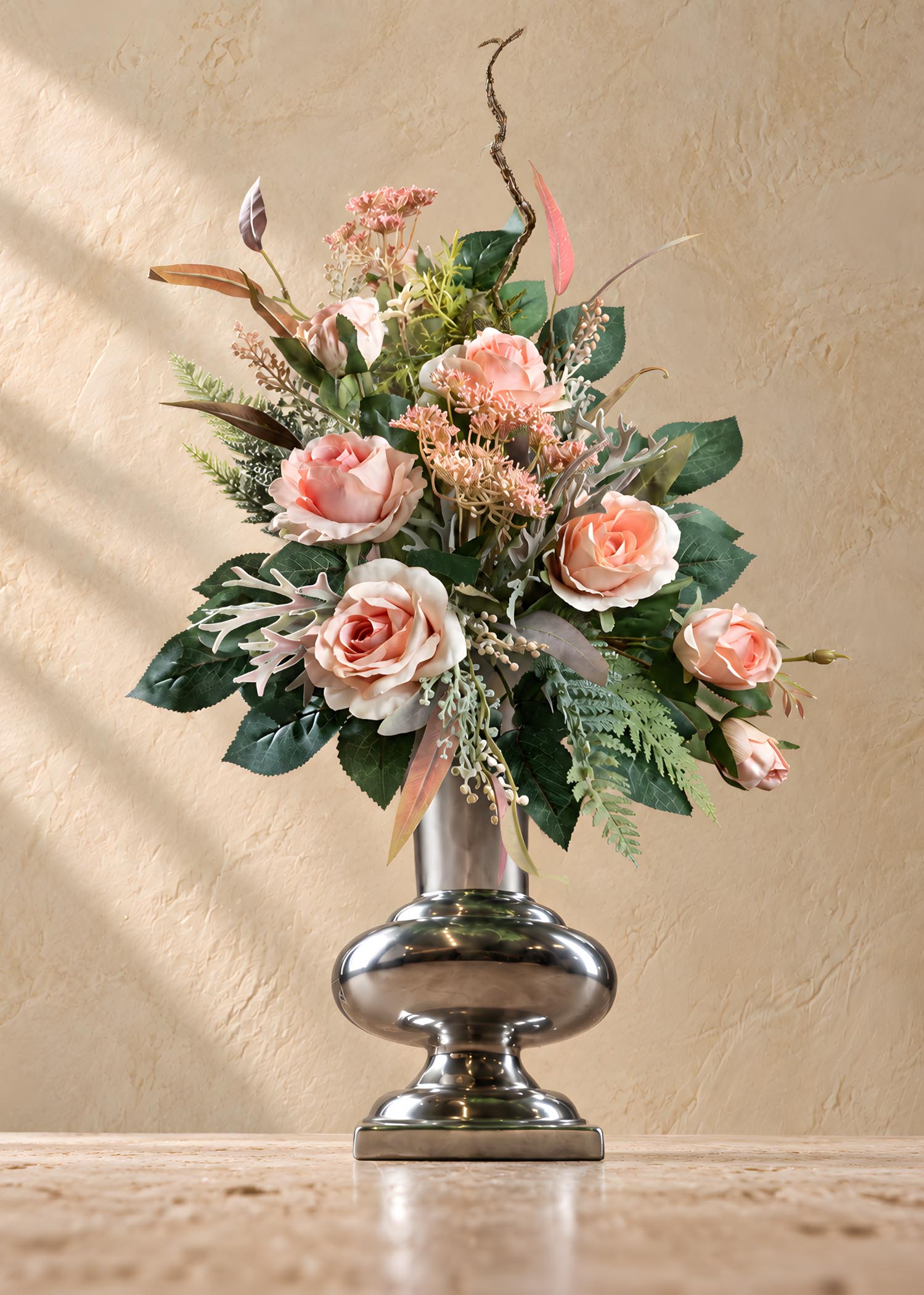 Mazzo di rose artificiali per loculo – vista dal basso