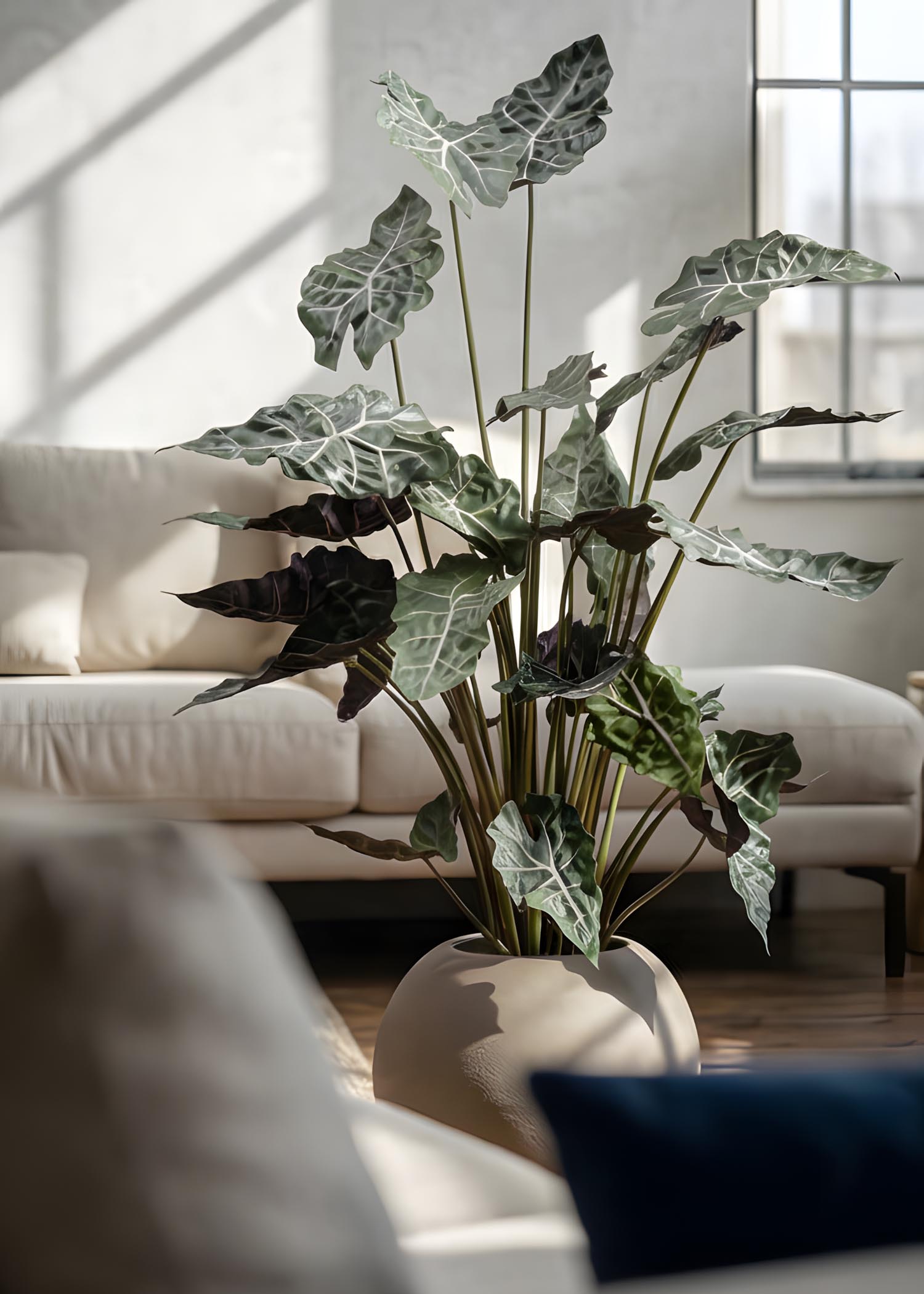 pianta artificiale di alocasia arredamento interno